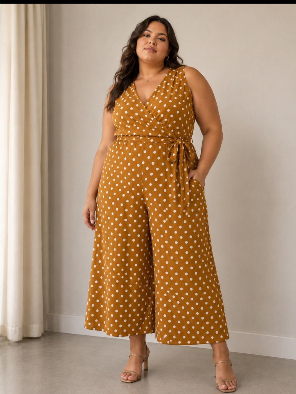 Bp polka dots wide leg jumpsuit size 4X new